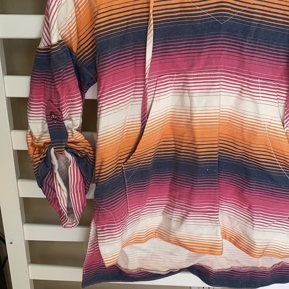 TRINA TURK STRIPED HOODIE V NECK PULLOVER TOP MULTI COLOR Size XS - Picture 6 of 16
